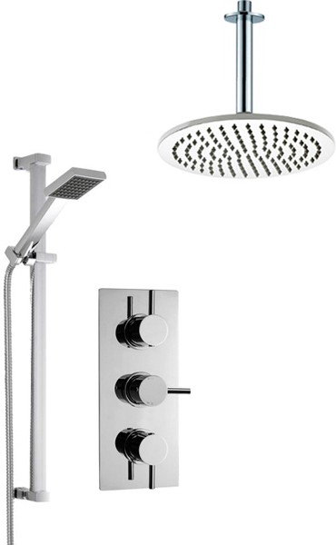 Larger image of Crown Showers Shower Set With Square Handset & Round Head (300mm).