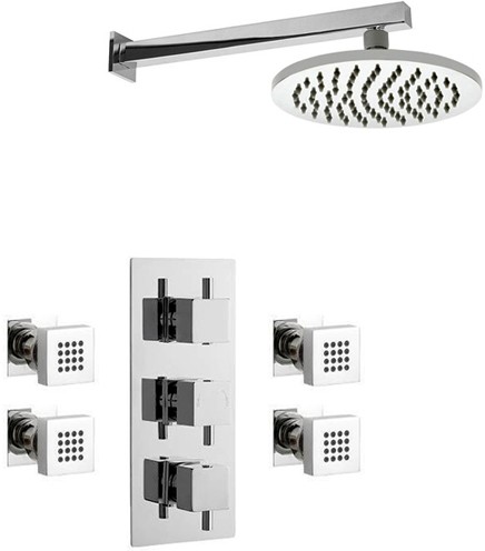 Larger image of Crown Showers Shower Set With Body Jets & Round Head (200mm).