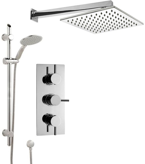 Larger image of Crown Showers Shower Set With Round Handset & Square Head (300x300mm).