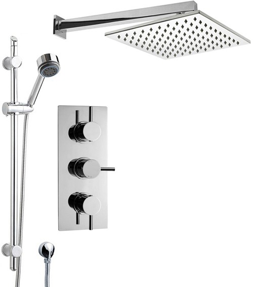 Larger image of Crown Showers Shower Set With Round Handset & Square Head (300x300mm).