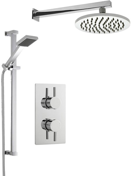 Larger image of Crown Showers Shower Set With Square Handset & Round Head (200mm).