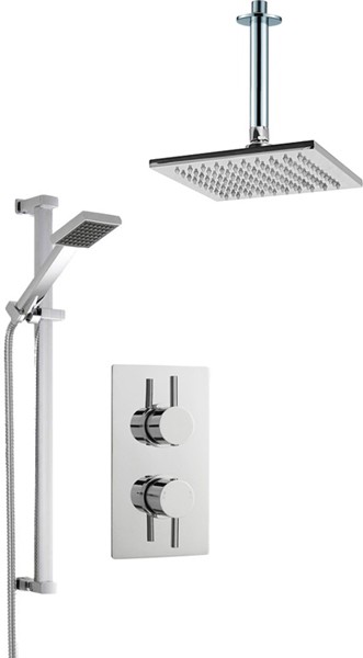 Larger image of Crown Showers Shower Set With Square Handset & Square Head (200x200mm).