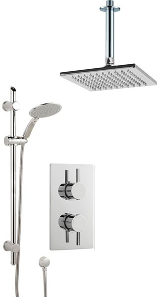 Larger image of Crown Showers Shower Set With Round Handset & Square Head (200x200mm).
