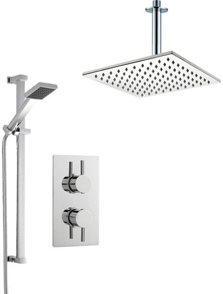 Larger image of Crown Showers Shower Set With Square Handset & Square Head (300x300mm).