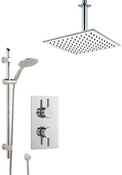 Larger image of Crown Showers Shower Set With Round Handset & Square Head (300x300mm).