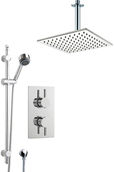 Larger image of Crown Showers Shower Set With Round Handset & Square Head (300x300mm).