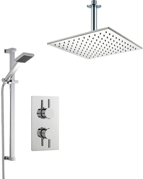 Larger image of Crown Showers Shower Set With Square Handset & Square Head (400x400mm).