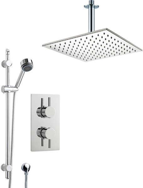 Larger image of Crown Showers Shower Set With Round Handset & Square Head (400x400mm).