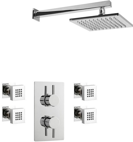 Larger image of Crown Showers Shower Set With Body Jets & Square Head (200x200mm).