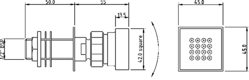 Technical image of Crown Showers Shower Set With Body Jets & Square Head (300x300mm).