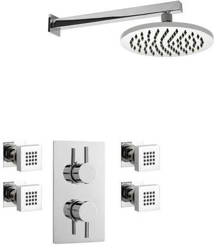 Larger image of Crown Showers Shower Set With Body Jets & Round Head (200mm).