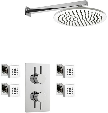 Larger image of Crown Showers Shower Set With Body Jets & Round Head (300mm).