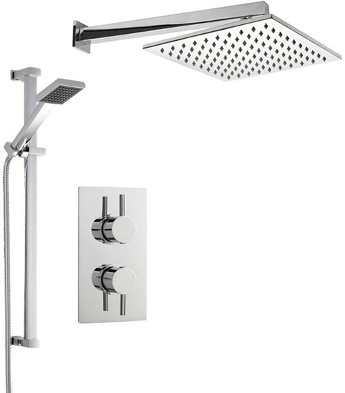 Larger image of Crown Showers Shower Set With Square Handset & Square Head (300x300mm).