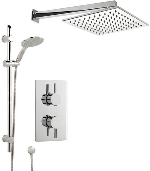 Larger image of Crown Showers Shower Set With Round Handset & Square Head (300x300mm).
