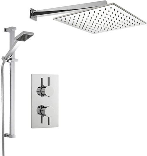 Larger image of Crown Showers Shower Set With Square Handset & Square Head (400x400mm).