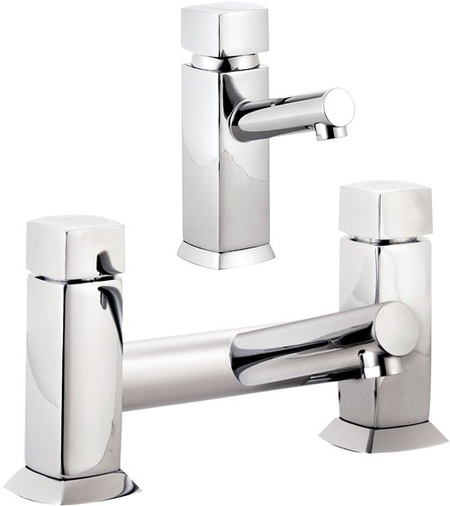 Larger image of Hudson Reed Jule Basin Mixer & Bath Filler Tap Set (Chrome).