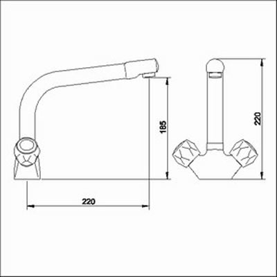 Technical image of Solo Dualflow mono sink mixer tap (Chrome)