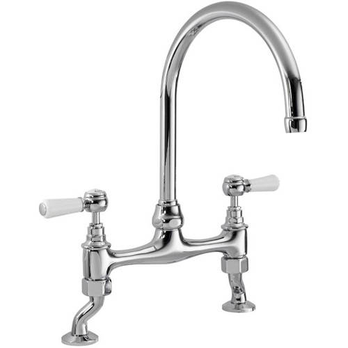 Larger image of Kitchen Bridge Sink Mixer Kitchen Tap (Chrome).