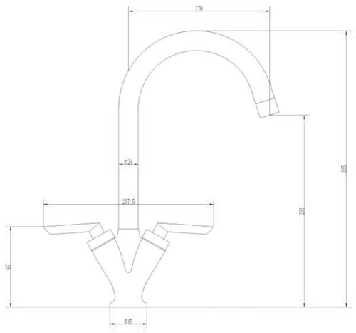 Technical image of Kitchen Mono Kitchen Tap With Swivel Spout (Chrome).