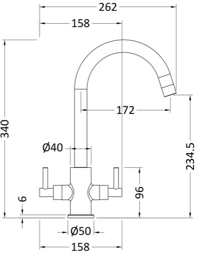 Technical image of Kitchen Mono Kitchen Tap With Swivel Spout (Chrome).