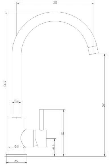 Technical image of Kitchen Mono Kitchen Tap With Lever Handle (Chrome).