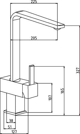 Technical image of Kitchen Single Lever Side Action Kitchen Tap (Chrome).