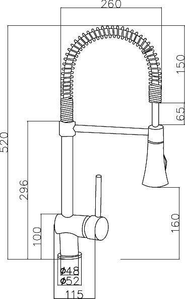 Technical image of Kitchen Pull Out Spray Kitchen Tap (Chrome).