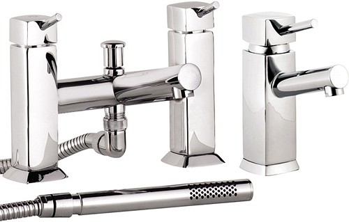 Larger image of Hudson Reed Kia Basin Mixer & Bath Shower Mixer Tap Set (Free Shower Kit).