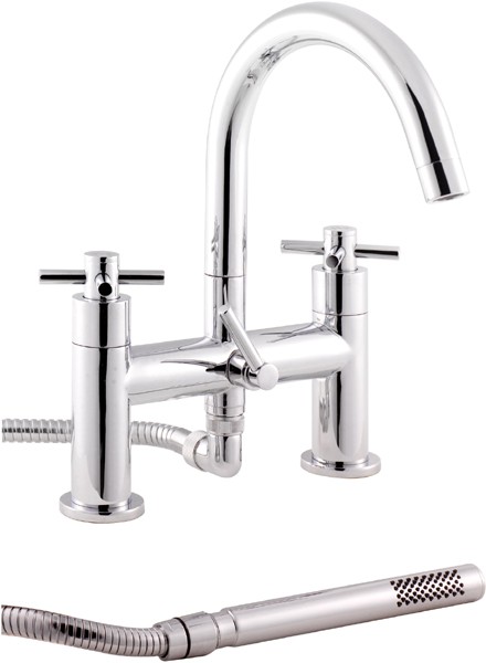 Larger image of Hudson Reed Kristal Bath Shower Mixer With Shower Kit And Wall Bracket.