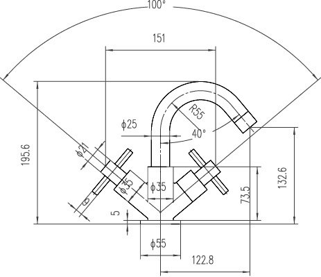 Technical image of Hudson Reed Kristal Basin & Bath Shower Mixer Tap Set (Free Shower Kit).