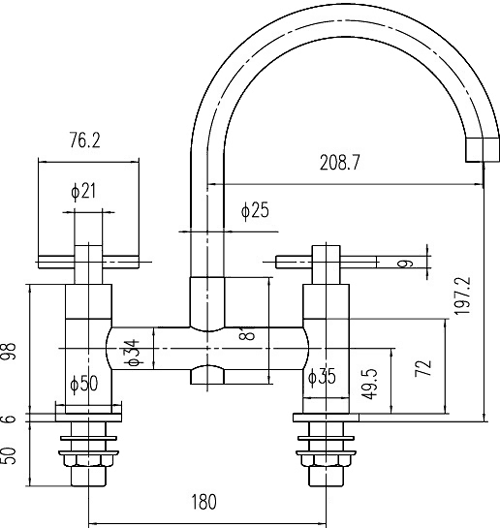 Technical image of Hudson Reed Kristal Basin Mixer & Bath Filler Tap Set (Chrome).