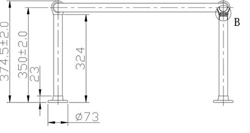 Technical image of Nuie Specialist Ceiling Mounted Oval Shower Ring (Chrome).