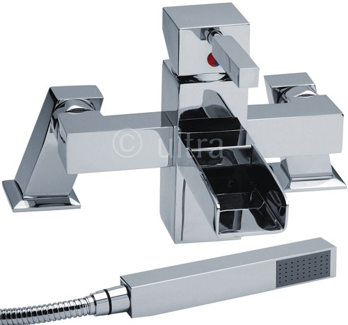 Larger image of Ultra Lagoon Waterfall Bath Shower Mixer Tap With Shower Kit (Chrome).