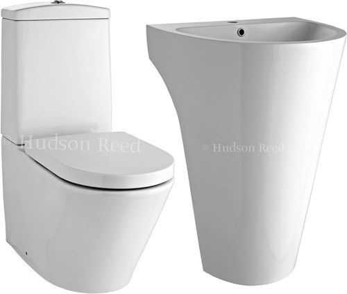 Larger image of Hudson Reed Ceramics 3 Piece Bathroom Suite With Toilet, Seat & 610mm Basin.