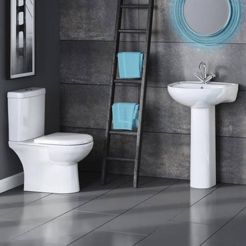 Larger image of Nuie Lawton Bathroom Suite With Toilet, 550mm Basin & Pedestal.