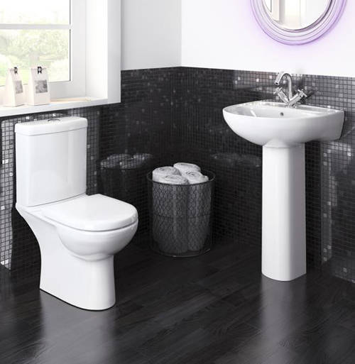 Larger image of Nuie Lawton Compact Suite With Toilet, 550mm Basin & Full Pedestal (1TH).