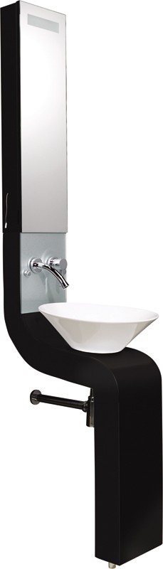 Larger image of Hudson Reed Sass Vanity Unit With Cabinet, Basin & Tap (Black).  250x2010mm.