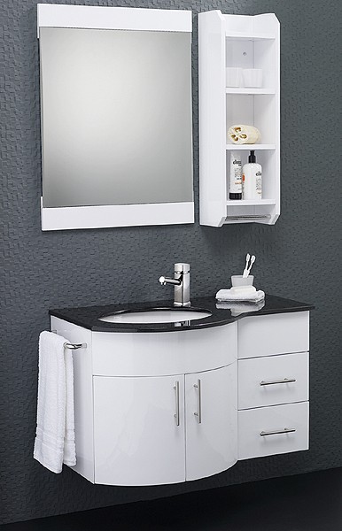 Larger image of Hudson Reed Ellipse Wall Hung Bathroom Furniture Pack (Left Handed, Granite).