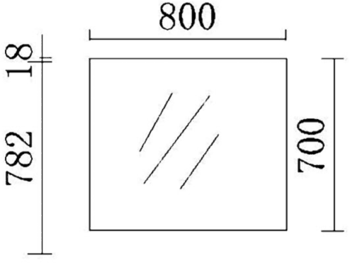 Technical image of Hudson Reed Grove Bathroom Mirror. Size 800x700mm.