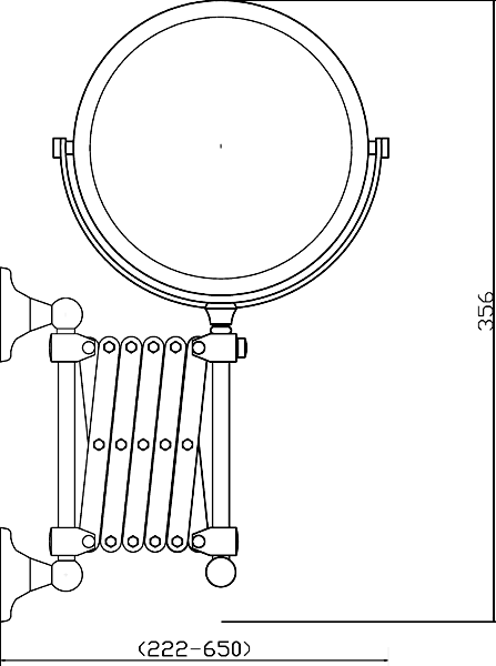 Technical image of Nuie Traditional Extendable Mirror.