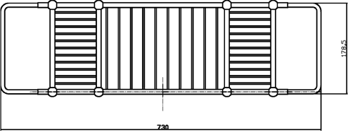 Technical image of Nuie Traditional Adjustable Bath Rack.