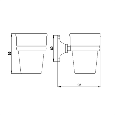 Technical image of Nuie Traditional Tumbler and Holder.