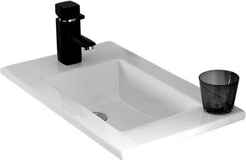 Example image of Ultra Liberty Wall Hung Vanity Unit, Reversible Basin (Black). 550x450x330mm.