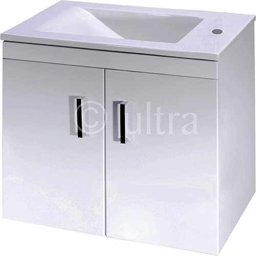 Larger image of Ultra Liberty Wall Hung Vanity Unit, Reversible Basin (White). 550x450x330mm.