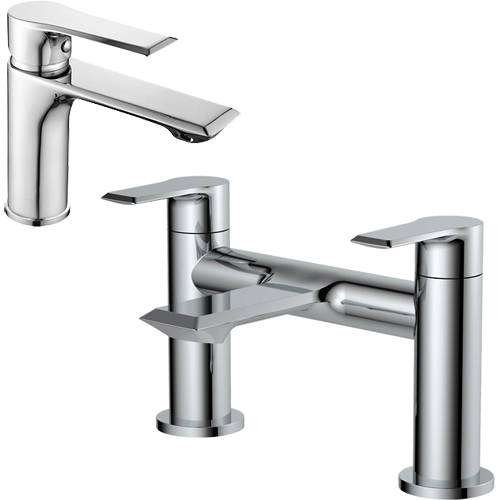 Larger image of Nuie Limit Basin & Bath Filler Tap Pack (Chrome).