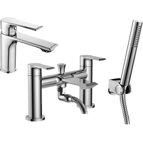 Larger image of Nuie Limit Basin & Bath Shower Mixer Tap Pack With Kit (Chrome).