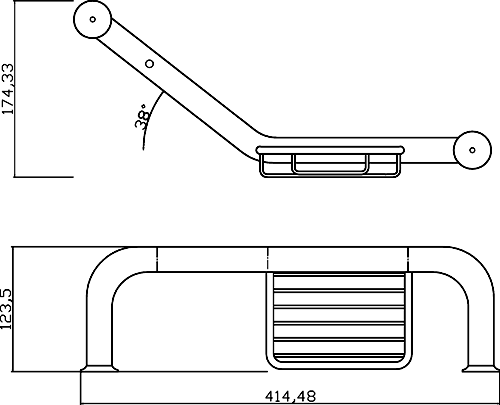 Technical image of Nuie Wirework Grab Bar with Soap Basket