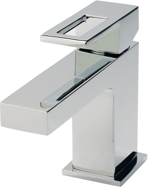 Larger image of Hudson Reed Logo Basin Mixer Tap With Push Button Waste (Chrome).