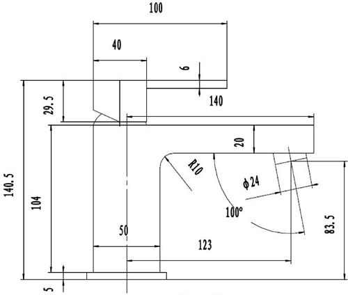 Technical image of Hudson Reed Logo Mono Basin Mixer Tap With Push Button Waste (Chrome).