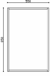 Technical image of Ultra Glide Mirror (Walnut). 550W x 70D x 850H mm.